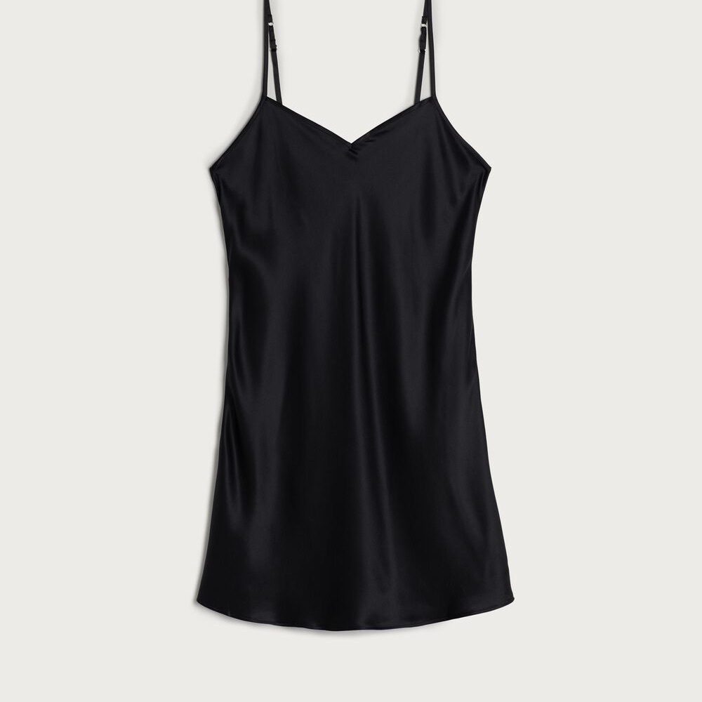 NWOT Intimissimi 100% Silk Black Sleep Mini Dress Slip XS